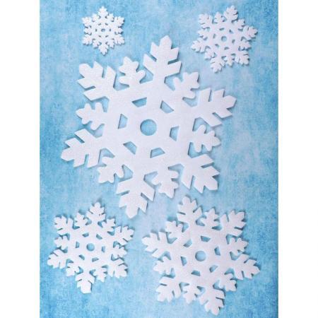 Набор елочных игрушек снежинки пластик белые (высота 12, 16, 22, 30, 44 см, 5 штук в упаковке)